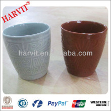 Competitive Blue Ceramic Outdoor Pots / Heart Shaped Flower Pot Planters / Embossing Decorative Indoor Flower Pots